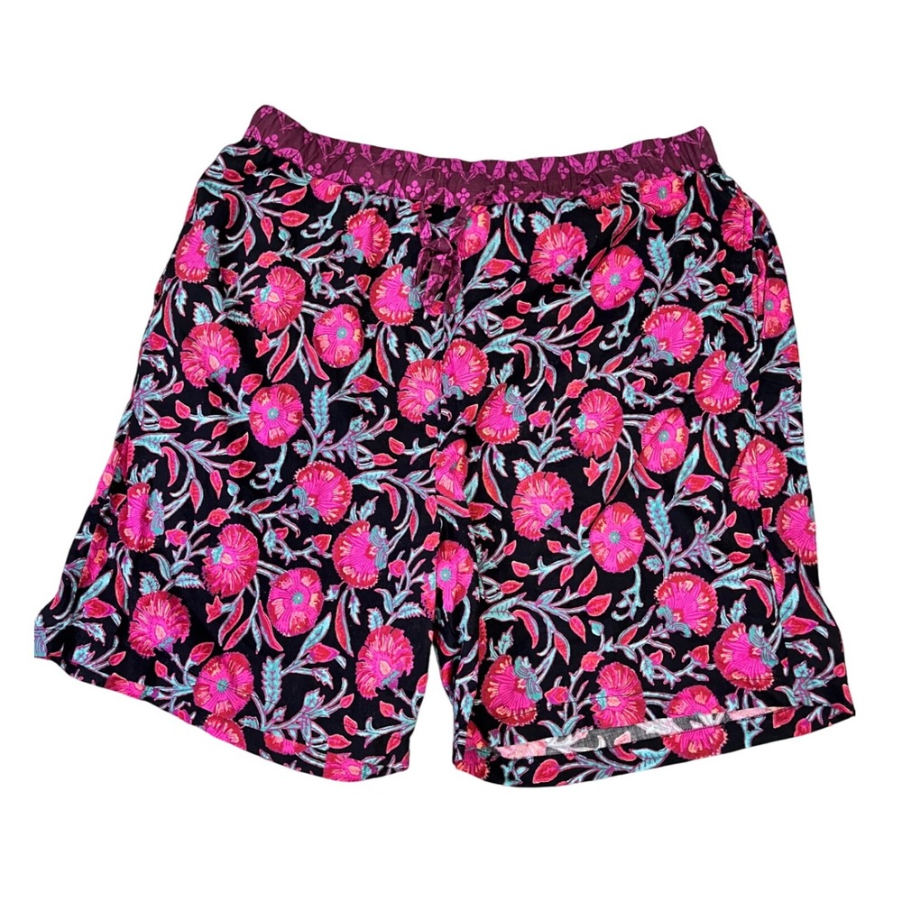 Sundance Floral Print Pajama Shorts‎ MP Drawstring Cotton Lounge Boho Pockets